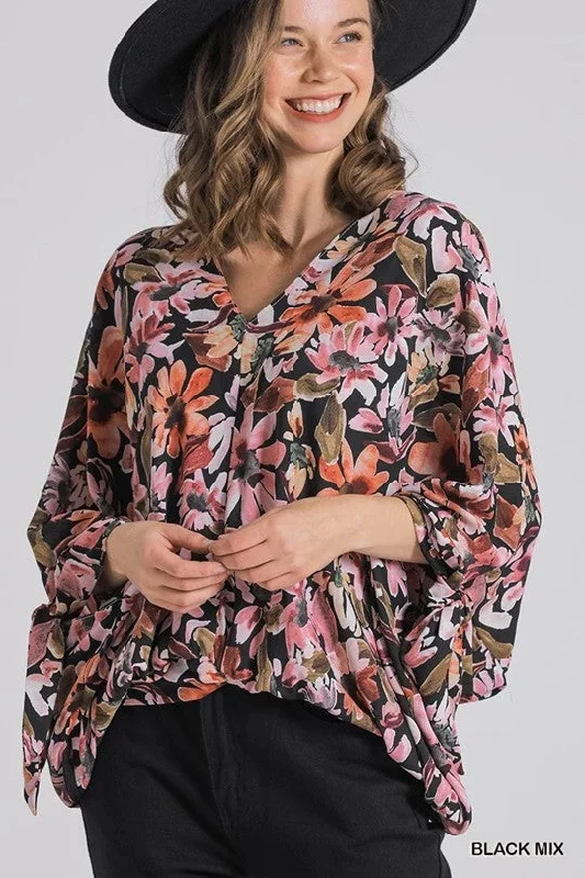 Umgee Women's Tops Tie Sleeve Top with No Lining