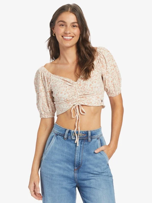 Roxy Women's Tops Ruched Crop Top