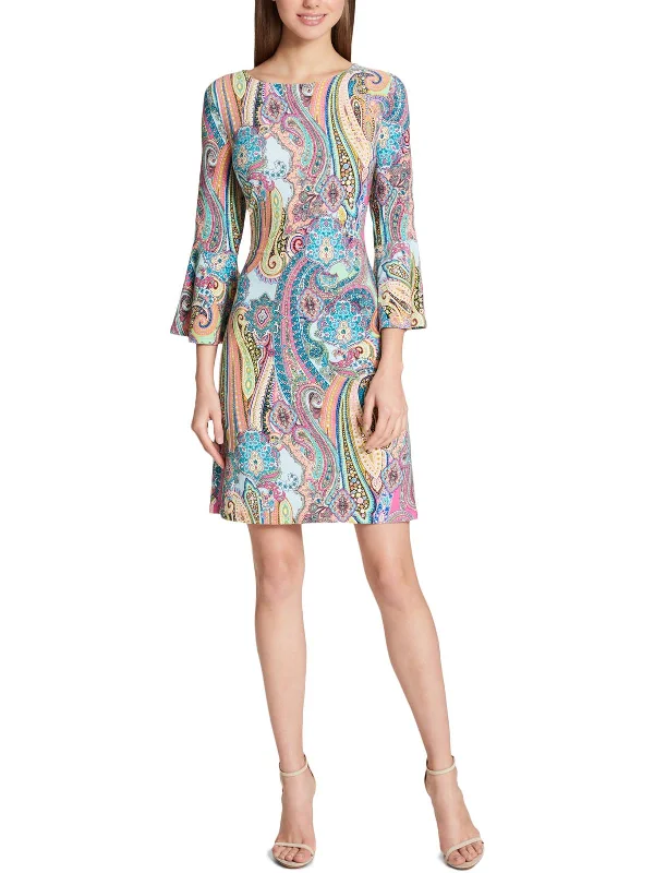 Petites Jaipur Womens Matte Jersey Paisley Casual Dress