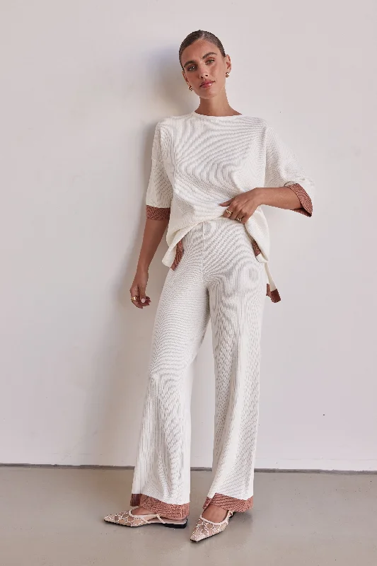 Selenia Ribbed Knit Pant (Cream)