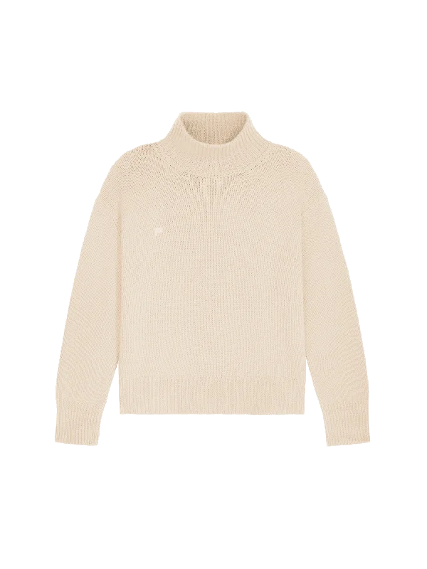 Women's Recycled Cashmere Turtleneck Sweater—ecru ivory