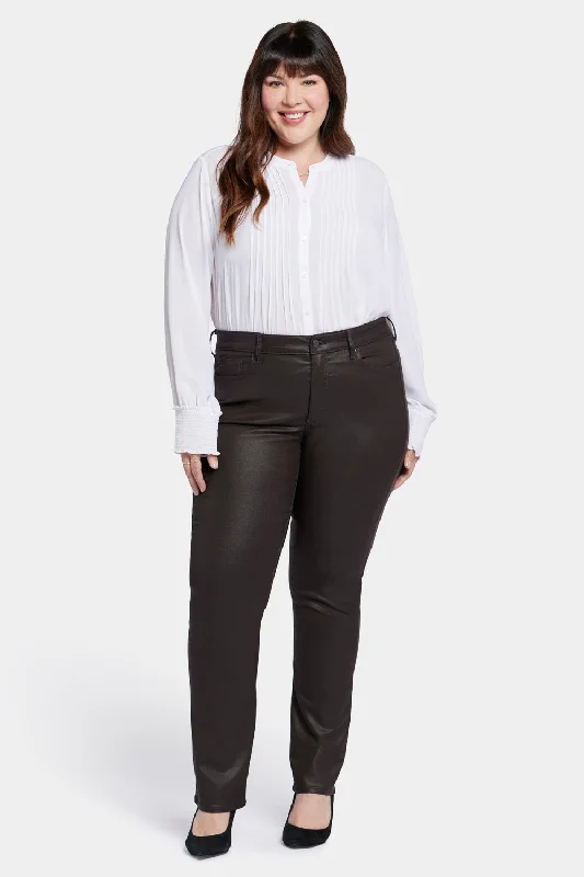 Coated Marilyn Straight Jeans In Plus Size - Cordovan Coated