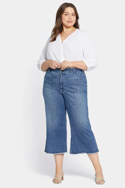 Patchie Wide Leg Capri Jeans In Petite Plus Size - Compass