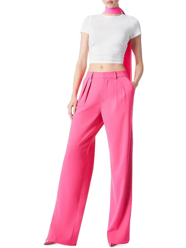 Pompey Womens Pleated Wide Leg Dress Pants