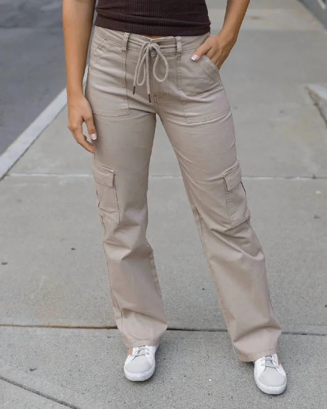 Sueded Twill Cargo Pant In Khaki