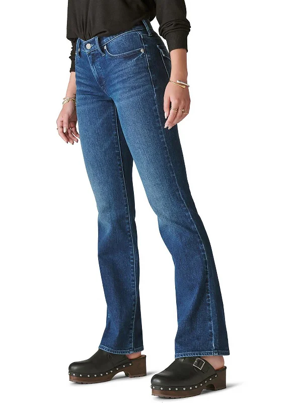 Womens Mid-Rise Dark Wash Bootcut Jeans