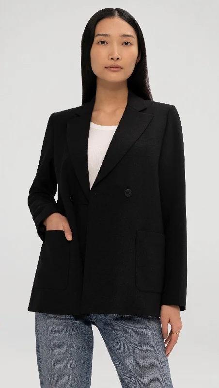 Easy Blazer in Textured Crepe | Black