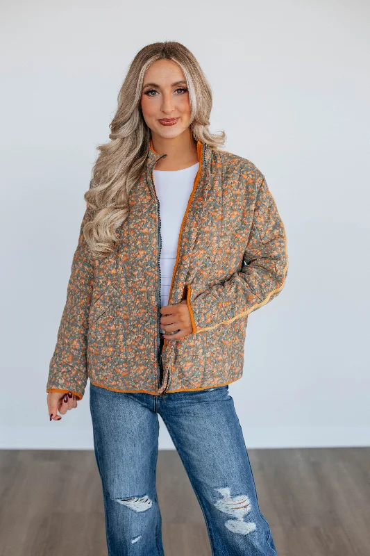 Kyra Quilted Corduroy Jacket - Apricot