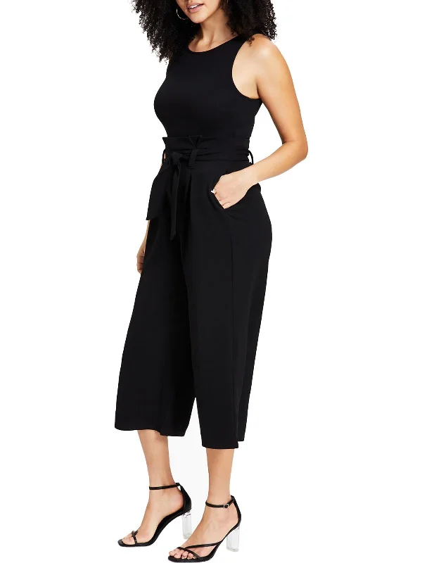 Petites Womens Textured Jumpsuit