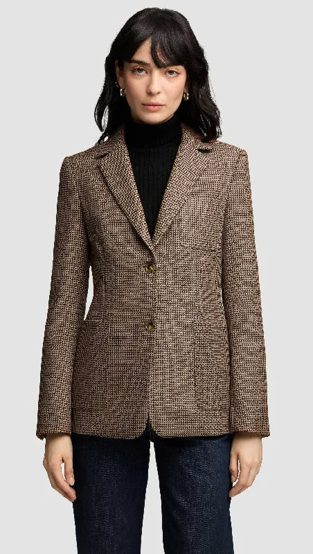 Weekend Blazer in Wool | Brown Houndstooth