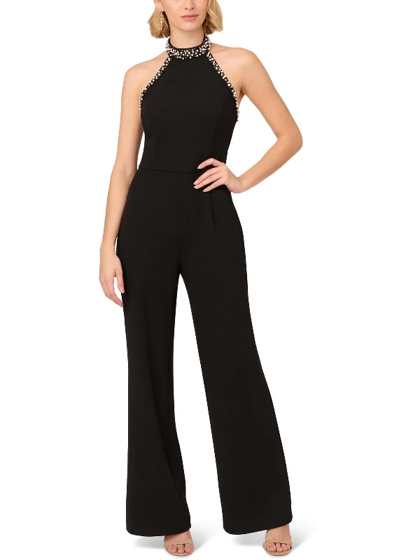 Womens Beaded Halter Jumpsuit