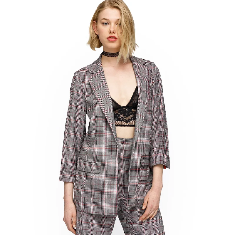 Women's Multi Glen Plaid Blazer In Grey Plaid