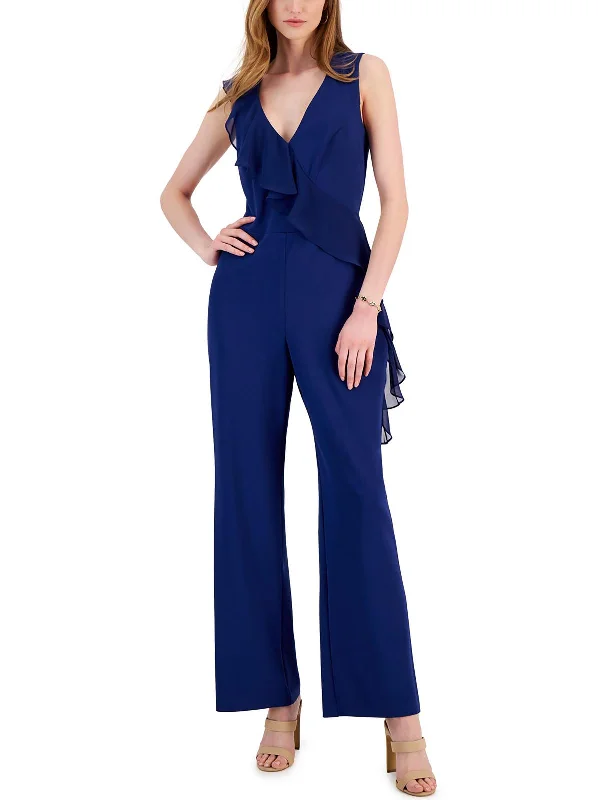 Womens Ruffled Sleeveless Jumpsuit