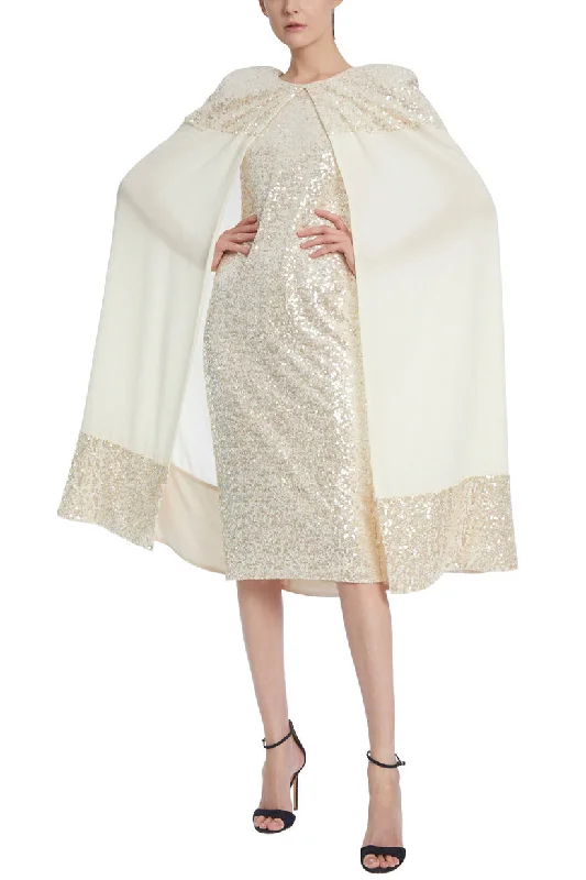 Badgley Mischka SC3829 Short Fitted Cape Cocktail Dress